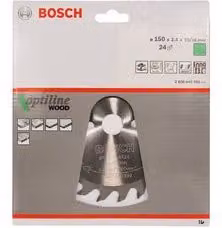Lama a disco per sega circolare Bosch OPTILINE WOOD da 150 mm con 24 denti, colore argento