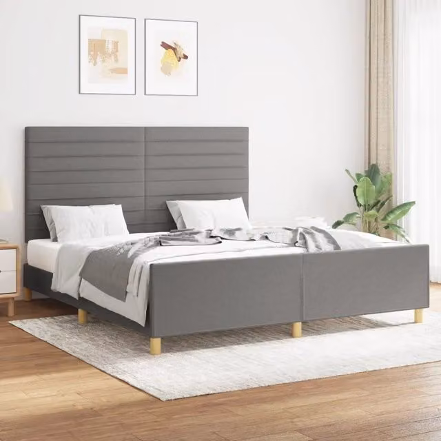 Giroletto senza Materasso-Struttura Letto Grigio Scuro 160x200 cm Tessuto 362078