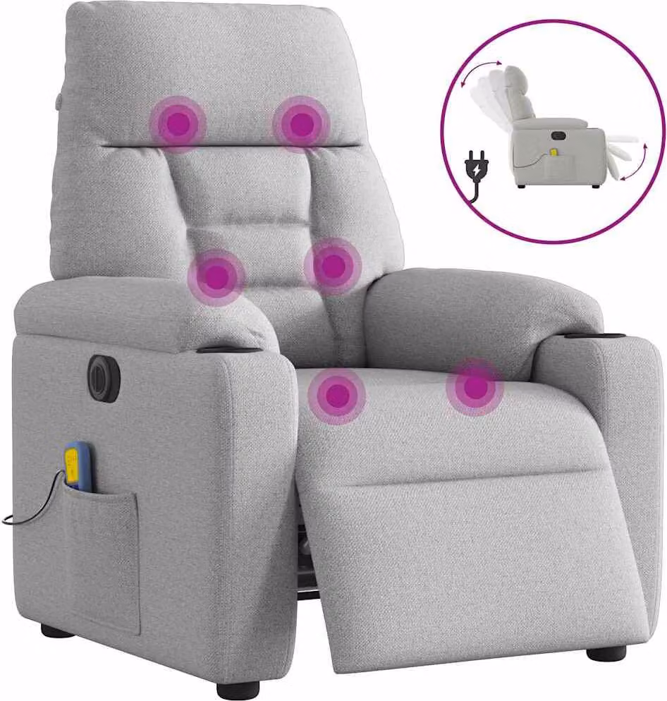 Poltrona massaggiante elettrica in tessuto grigio nuvola