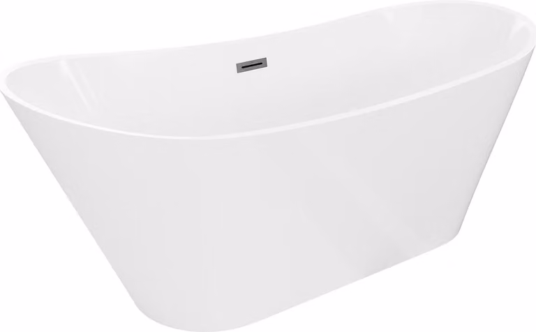 Mexen Dora vasca da bagno freestanding 150 x 75 cm, bianca, troppo pieno grigio canna di fucile spazzolato - 52071507500-66