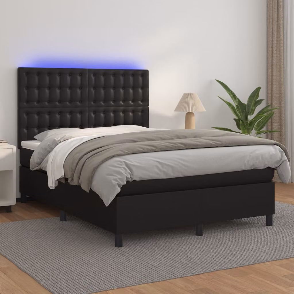 Maison Exclusive - Giroletto a Molle con Materasso e LED Nero 140x200cm Pelle finta