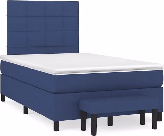 Letto Ibrido vidaXL con Giroletto a Molle e Materasso in Tessuto Blu e Bianco L/P/H: 120 x 200 cm