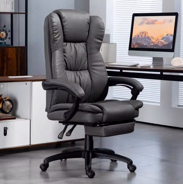 Poltrona da ufficio 68,5 x 68,5 x 113-121 cm grigio scuro con massaggio e poggiapiedi