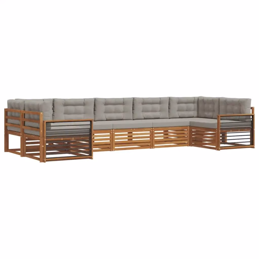 Set di divani da esterno a L vidaXL in legno di acacia con cuscini grigi – 2