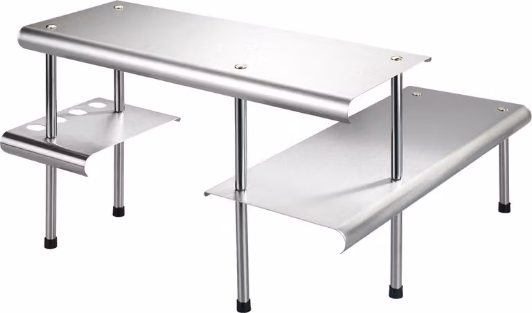 WENKO - Scaffale da cucina in acciaio inossidabile massiccio, angolare, da parete, per erbe aromatiche e spezie, con 3 ripiani