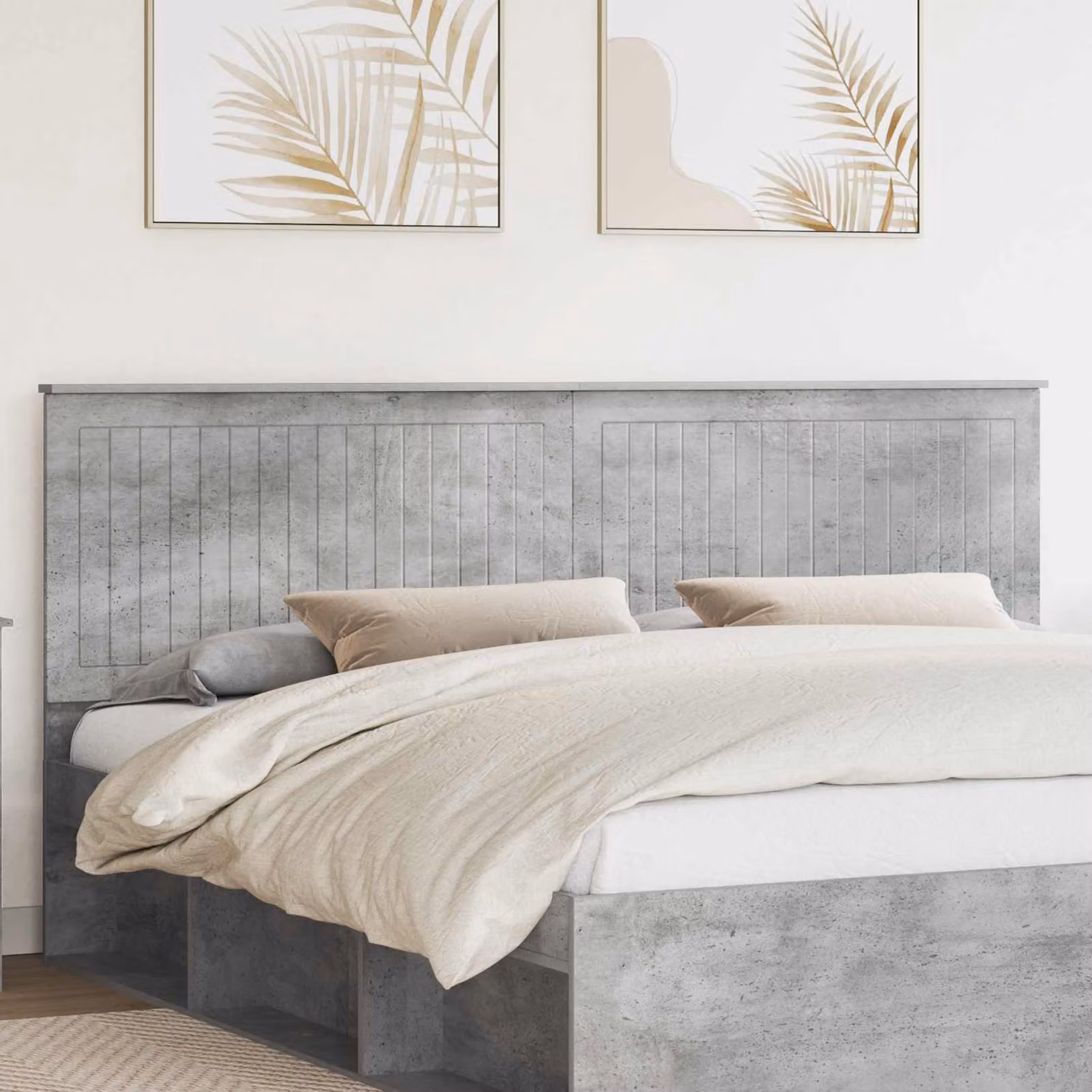 Testiera per letto moderna vidaXL in legno ingegnerizzato, colore grigio cemento