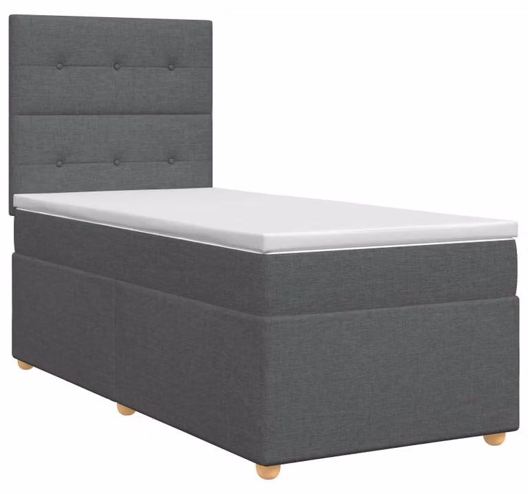 Letto a molle con materasso grigio scuro 80 x 200 cm in tessuto