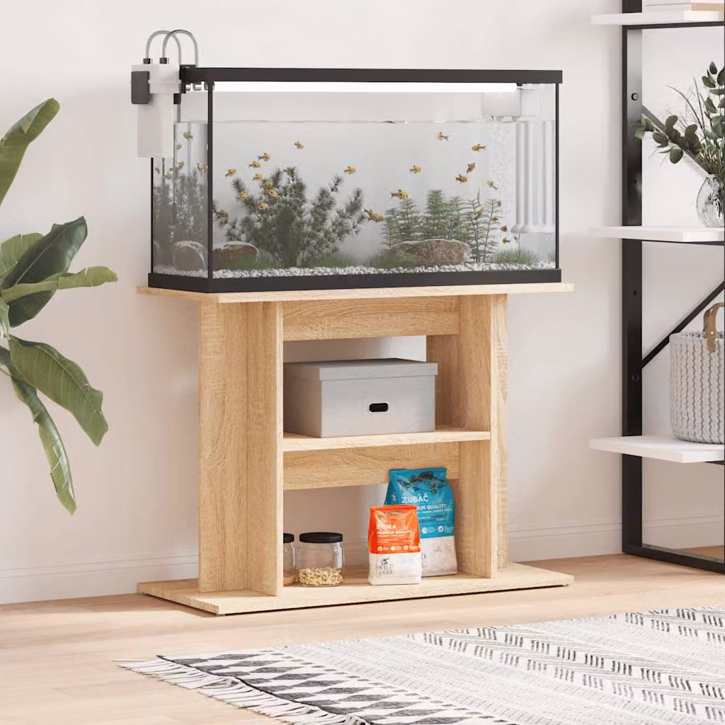 vidaXL Supporto Acquario in Legno Multistrato Rovere Sonoma, L 80 cm x P 35 cm x H 60 cm