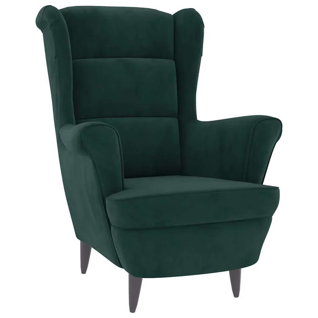 Poltrona relax moderna vidaXL in velluto verde con braccioli – 2