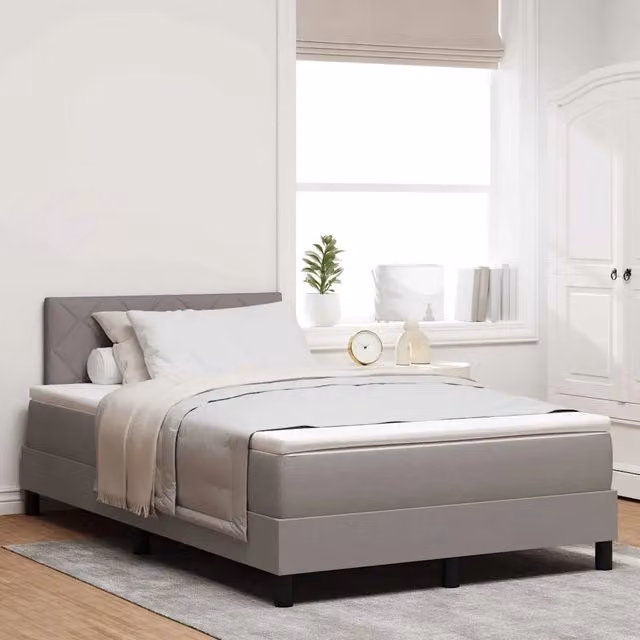 Letto a molle con strisce LED e porta USB vidaXL in tessuto beige o grigio L/P/H: 120 x 200 x 193 cm