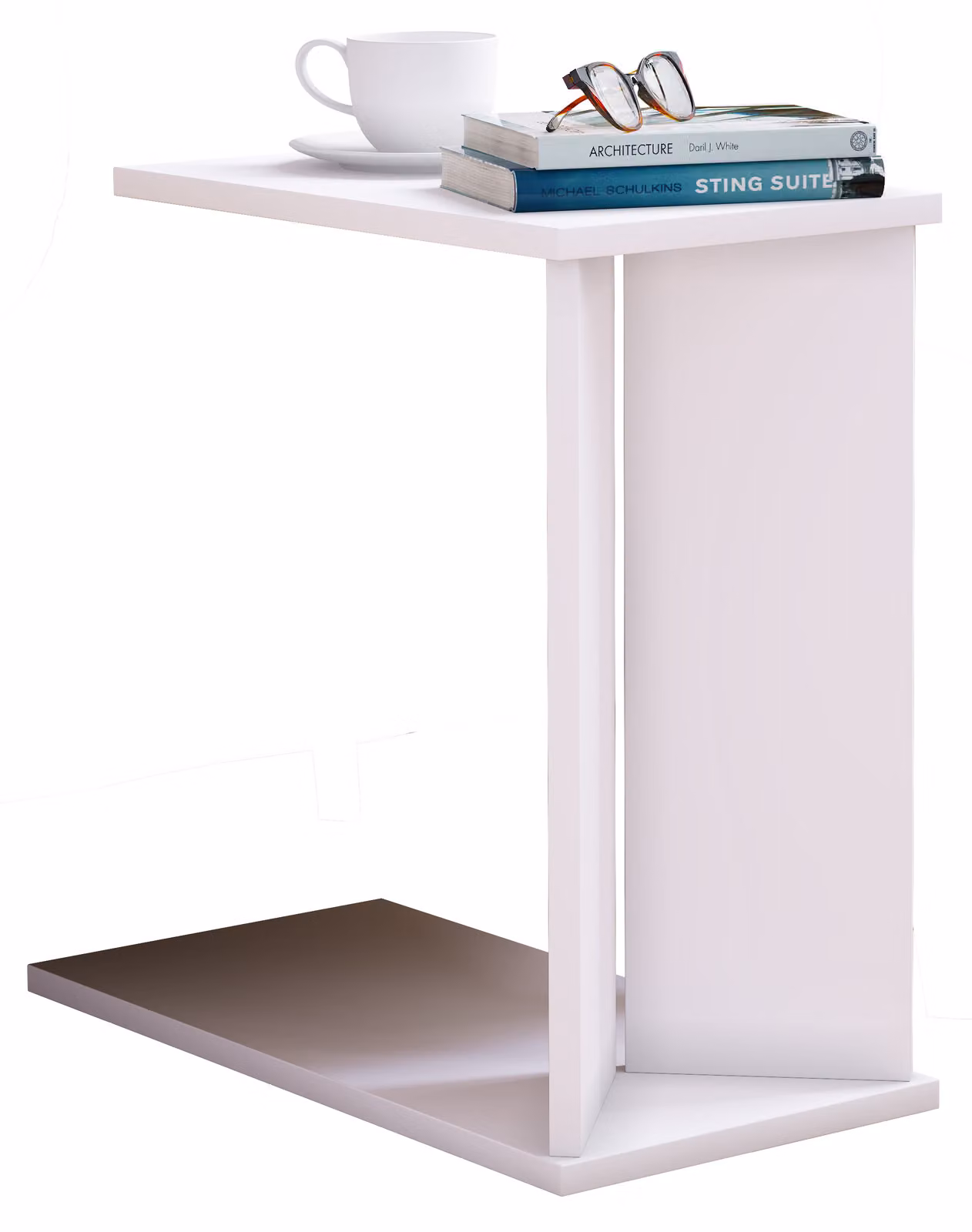 Tavolino in legno | Tavolino semplice | Dimensioni ca. H. 49 x W. 25 x D. 50 cm | Tavolo soggiorno con due scomparti | Tavolino - Nachto M