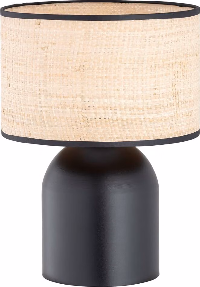 Lampada da tavolo da comodino nera con paralume color crema, 1xE27, 15 W, ASPEN Emibig