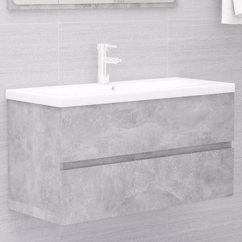 Lavabo Mobile vidaXL Grigio Cemento in Legno e MDF per Bagno, L 90 x P 38,5 x H 45 cm