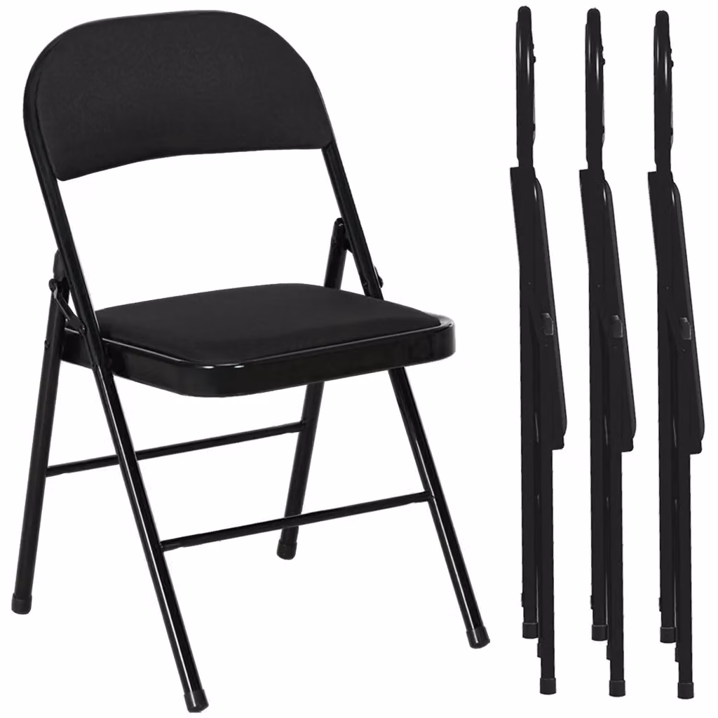 Set di 4 Sedie Pieghevoli Minimal con Seduta Imbottita in Poliestere e Acciaio Nero – 2