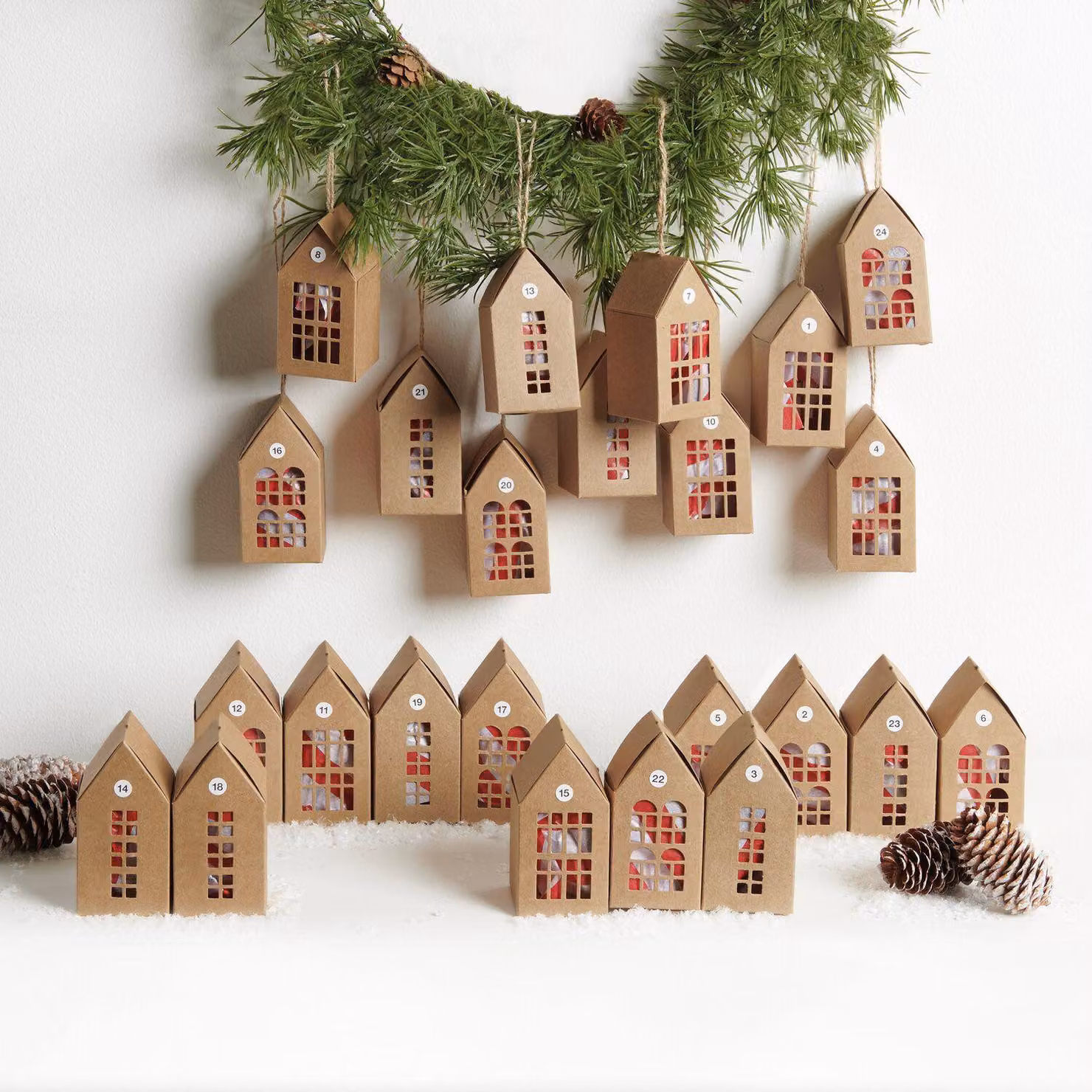 Casette di cartone per calendario dell'Avvento, 24 pezzi, 9x4,5x4,5 cm,MIX