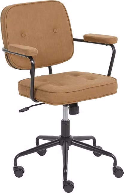 Sedia da Ufficio Girevole BELIANI in Tessuto Marrone con Braccioli e Altezza Regolabile, L/P/H: 60 x 60 x 100 cm