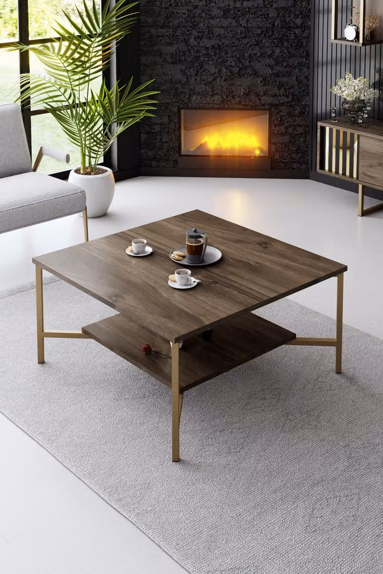 Skye Decor, Linea Oro - Noce, Nero, tavolini, noce, 80 x 40 x 80 cm