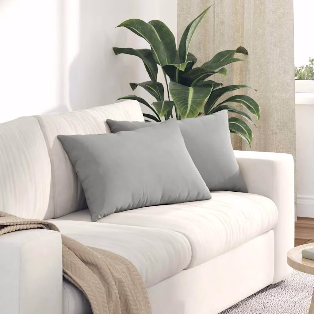 Set di 2 cuscini da divano vidaXL in tessuto grigio, forma rettangolare, L: 60 cm, P: 40 cm