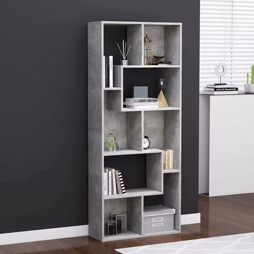 Libreria vidaXL in Legno Multistrato e MDF Grigio, L 67 cm x P 24 cm x H 161 cm