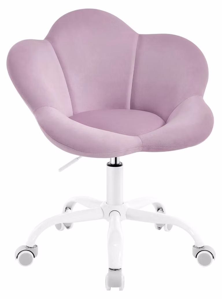 Sedia da scrivania per bambini - Sedia in velluto ergonomica - Regolabile in altezza - Girevole - Imbottita - Con braccioli - Lilla
