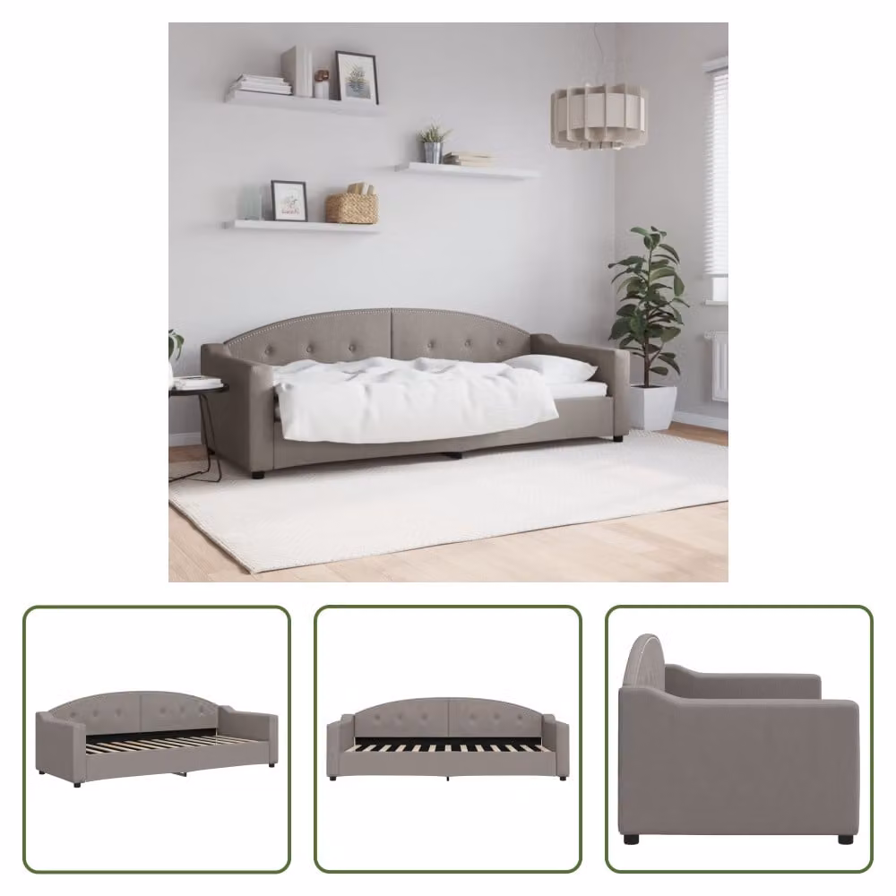 The Living Store Daybed Taupe 80x200 cm in tessuto
