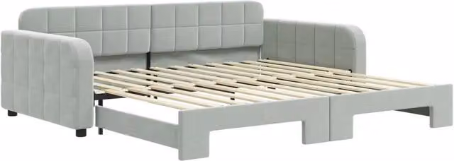 Divano letto | Sof¨¤ letto | Letto singolo Estraibile Grigio Chiaro 100x200 Velluto