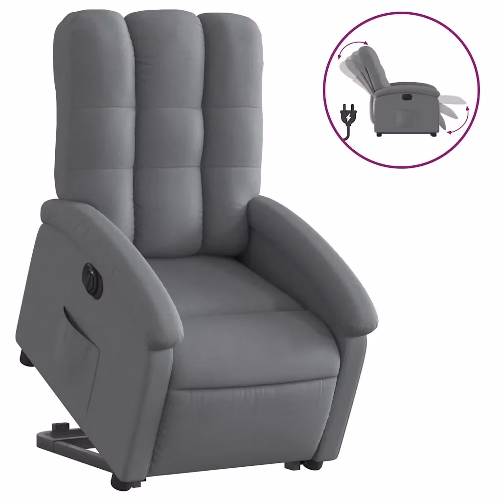Poltrona Alzapersona Reclinabile Elettrica vidaXL Grigio con Braccioli e Supporto per Senior – 2