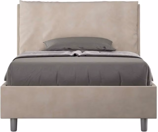 Letto una piazza e mezza senza rete imbottito 110x200 microfibra sabbia Antea Large