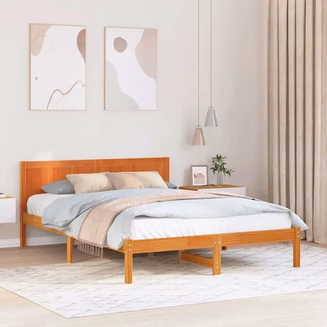 Struttura del letto Marrone 160 x 200 cm Legno massello di pino 872184