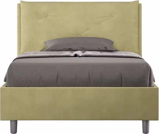 Letto Appia Large 1 Piazza e Mezzo con Rete Imbottita in Microfibra, Colore Tè Verde, L 120 cm x P 210 cm