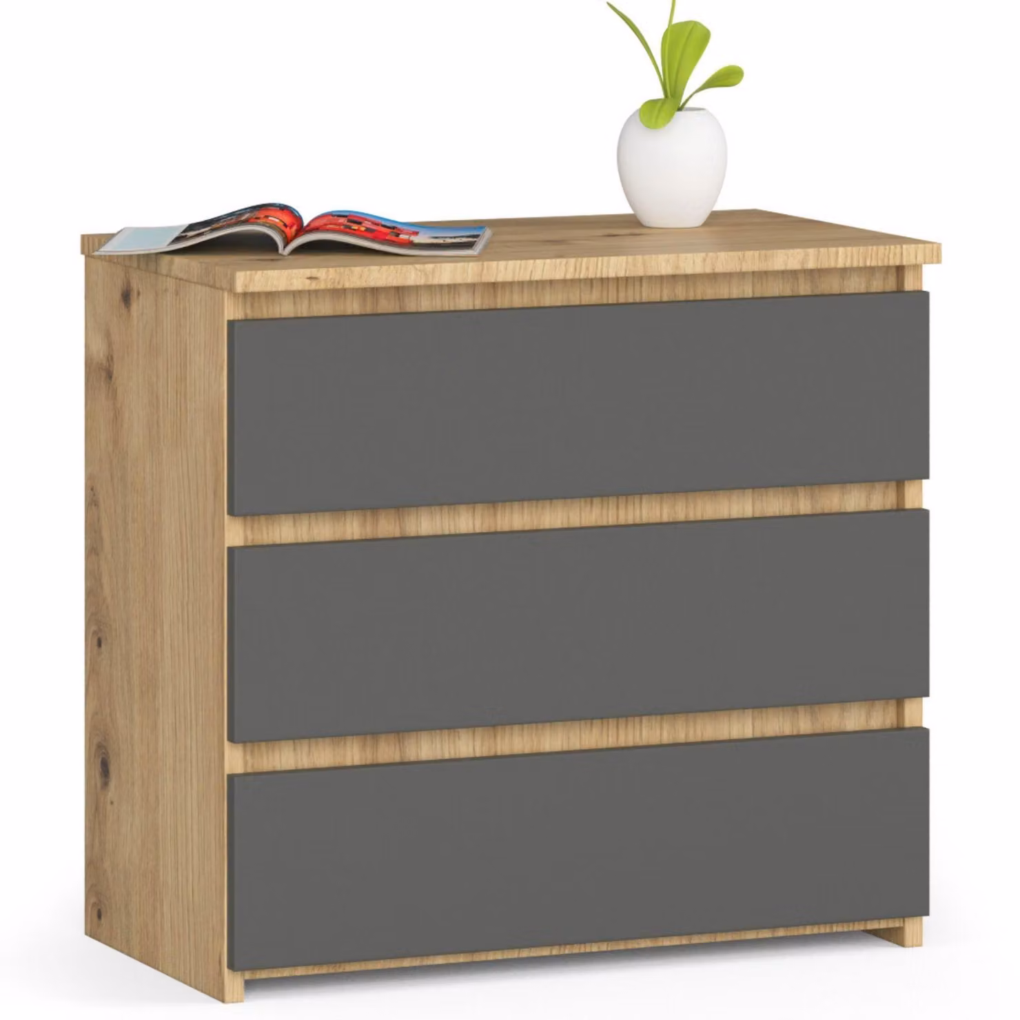 Comò CL3 3 cassetti in rovere ARTISAN e grigio grafite