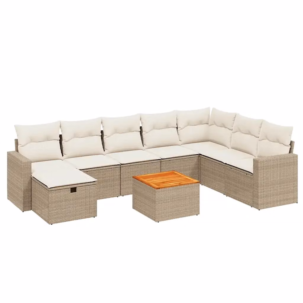vidaXL Set Divano da Giardino a L 9 pz con Cuscini Beige e Struttura in Acciaio Verniciato a Polvere – 2