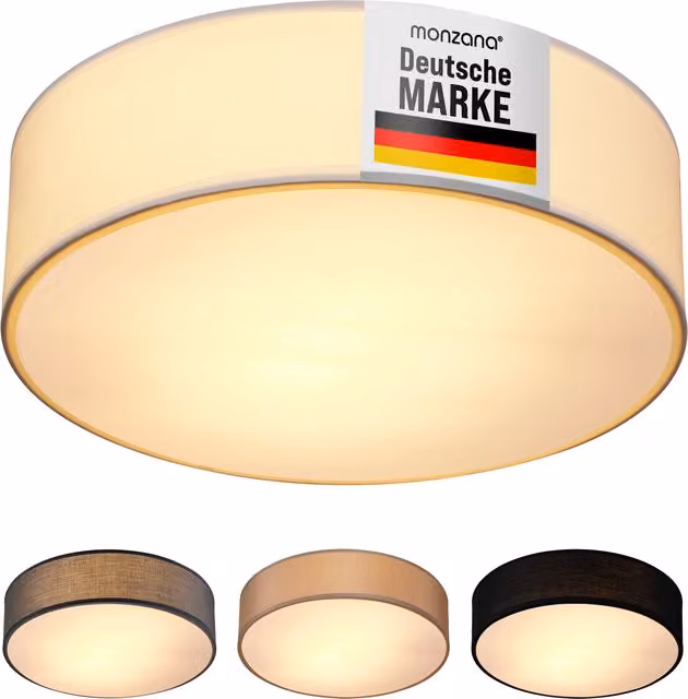 Lampadario a soffitto MONZANA in tessuto e metallo bianco Ø30 cm