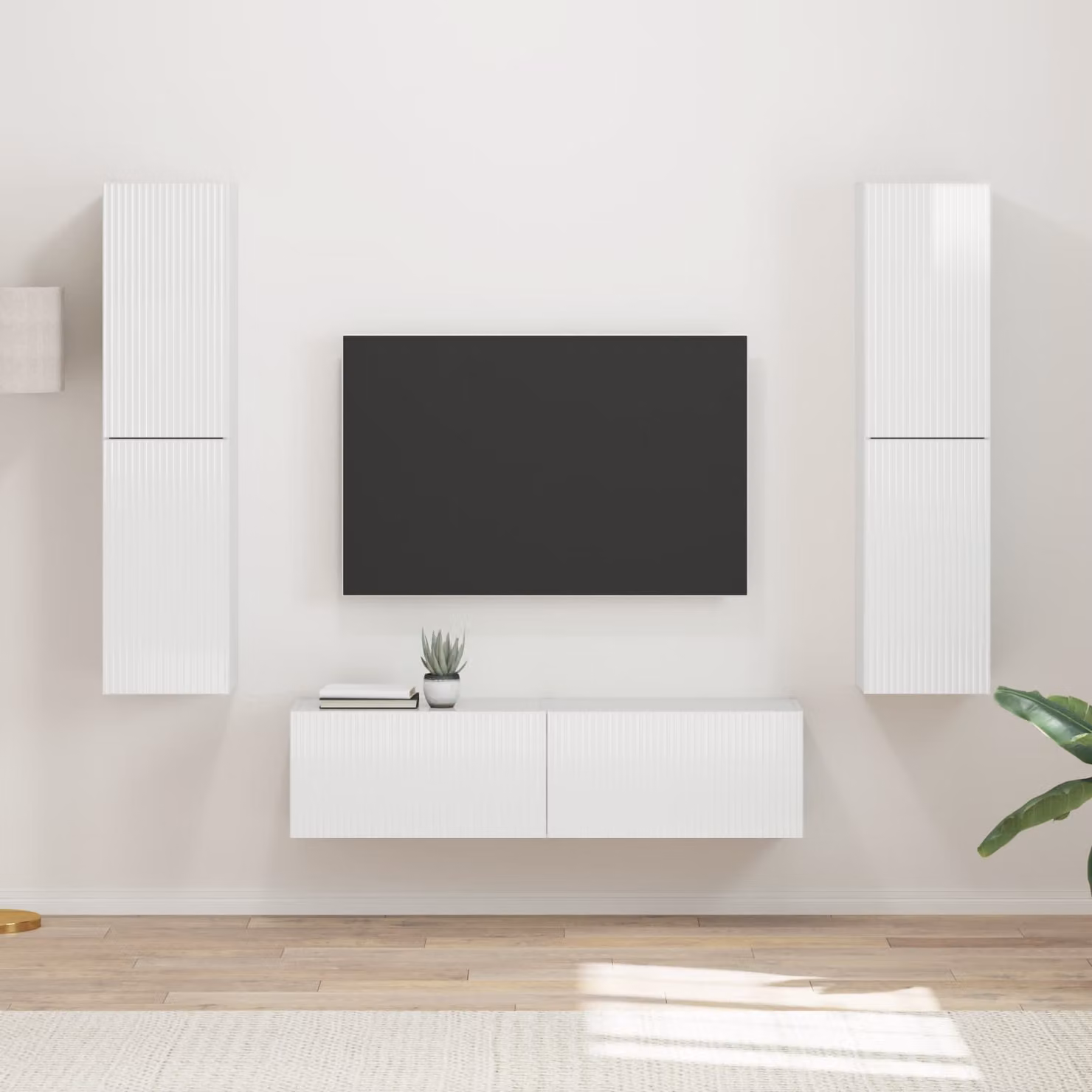 Set mobile TV moderno vidaXL in 6 pezzi Bianco Lucido in MDF per soggiorno, camera da letto o ufficio in casa