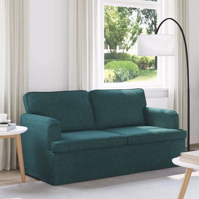 vidaXL Divano Verde Scuro in Tessuto con Struttura in Metallo e Rivestimenti Rimovibili L: 162 cm, P: 80 cm, H: 85 cm
