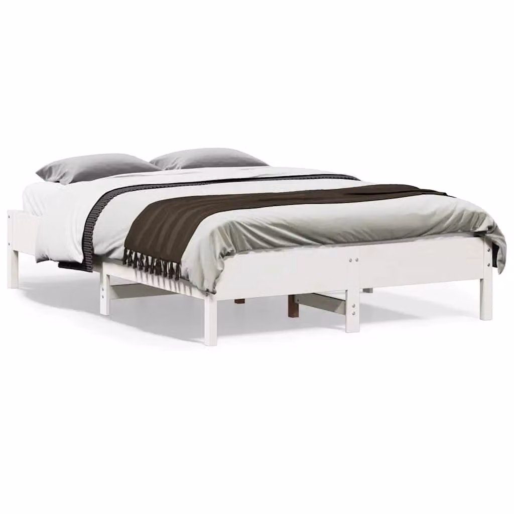 Letto singolo vidaXL in legno massello di pino bianco con doghe fisse L/P: 120 x 200 cm