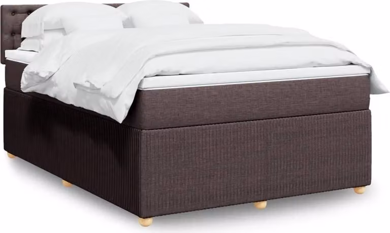 Maison Exclusive - Letto boxspring con materasso, marrone scuro, 140x190 cm, rivestimento in tessuto