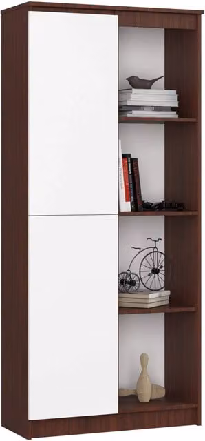 Armadio da ufficio AKORD R80 Wengé 80 cm 1 anta inserto frontale Bianco 80x35x180 cm