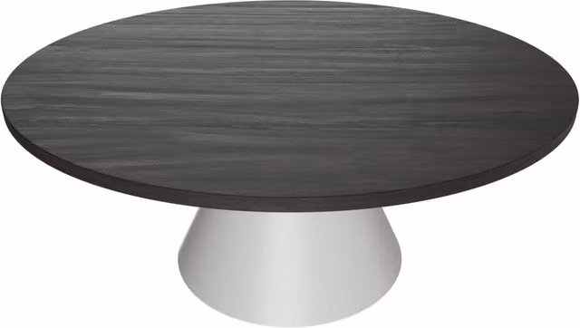 Artù White - Tavolo da pranzo rotondo ⌀ 120 cm in legno laminato con base a cono in metallo-Nero