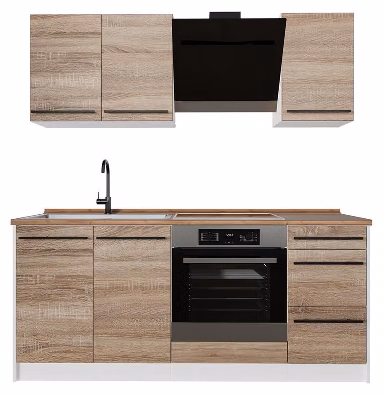 Cucina monoblocco Vicco R-Line Sonoma/Bianco 180 cm, PL Rovere, Model 67058