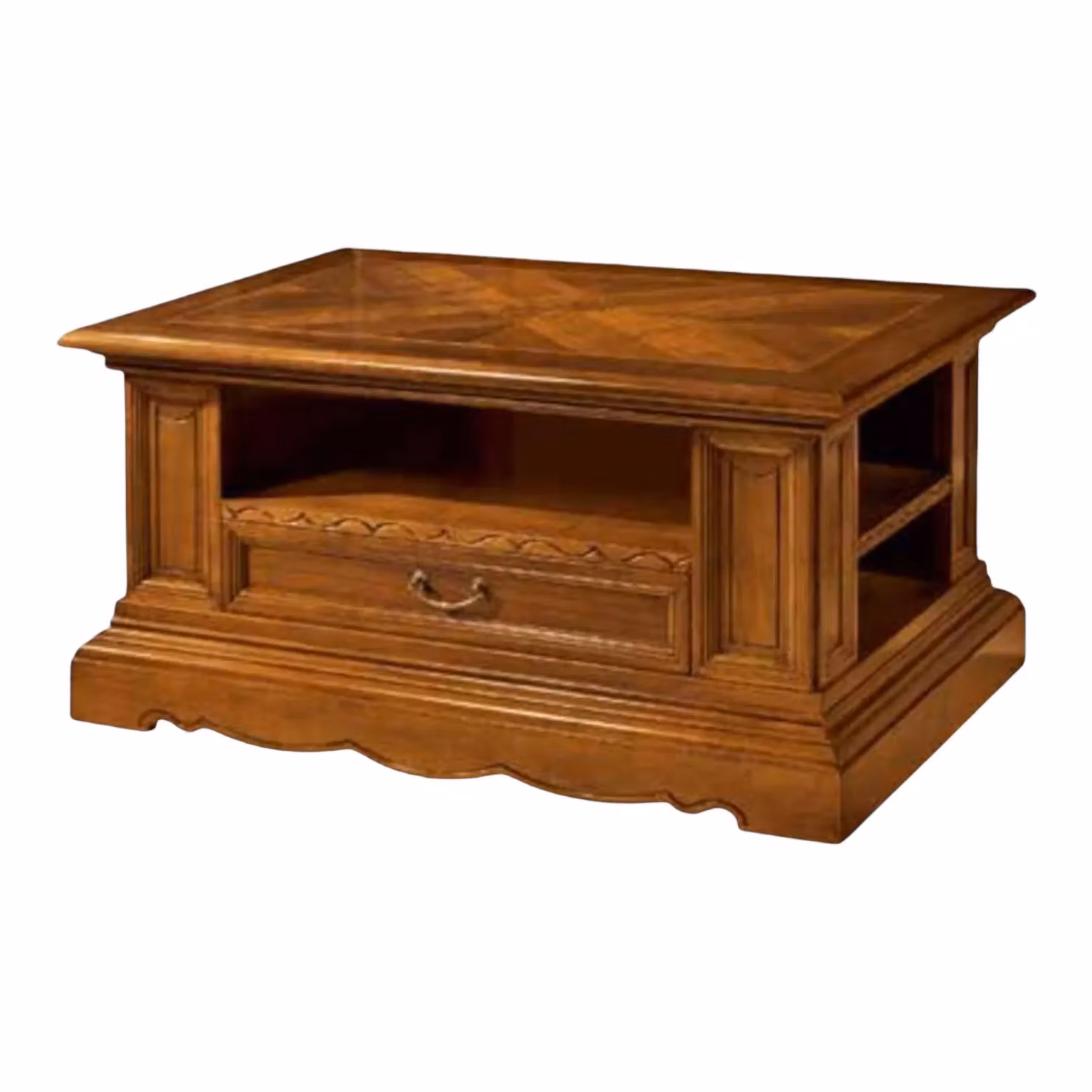 Tavolino rettangolare in legno con intarsi geometrici Mobili 2G marrone e oro L: 125 cm, P: 75 cm, H: 60 cm – 2