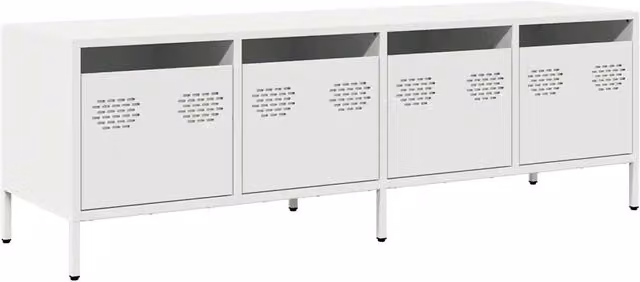 Mobile porta TV industriale con 4 cassetti portaoggetti 135 x 39 x 43 cm in acciaio laminato a freddo bianco 02_0049738