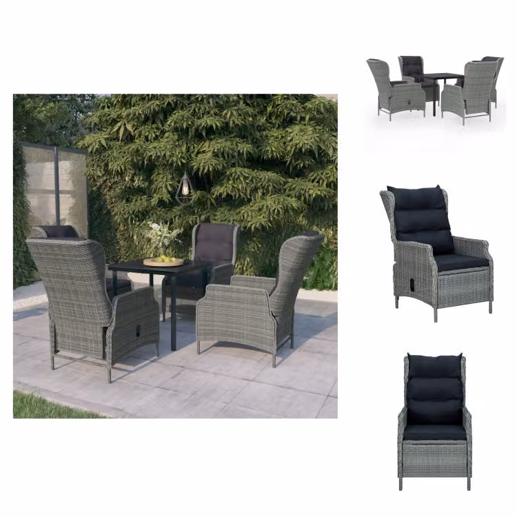 vidaXL Set da pranzo da giardino 5 pezzi grigio chiaro - Set di mobili da giardino