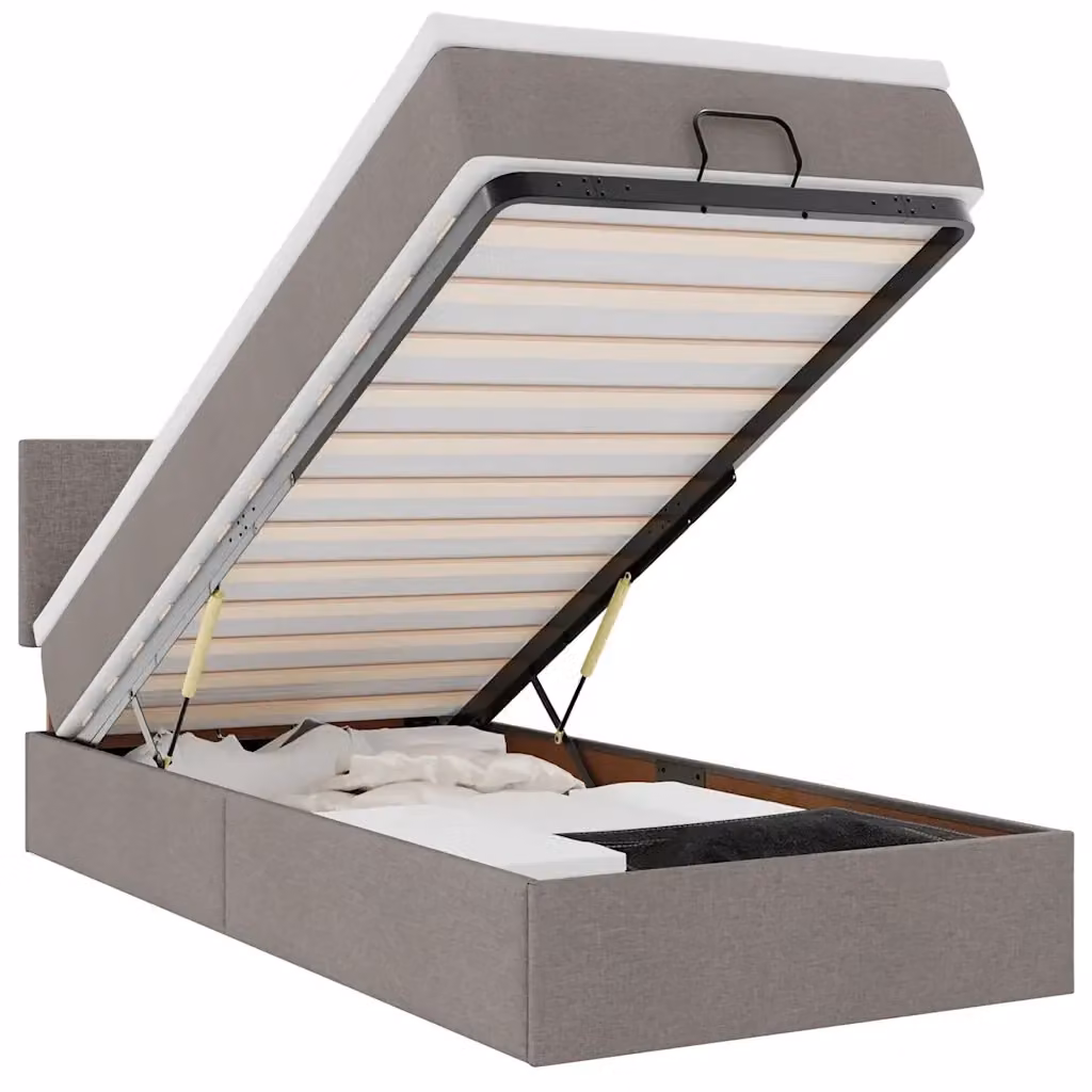 Pouf Letto con Materasso vidaXL in Tessuto Tortora con Illuminazione LED e Porta USB L/P/H: 90 x 200 x 88 cm – 2