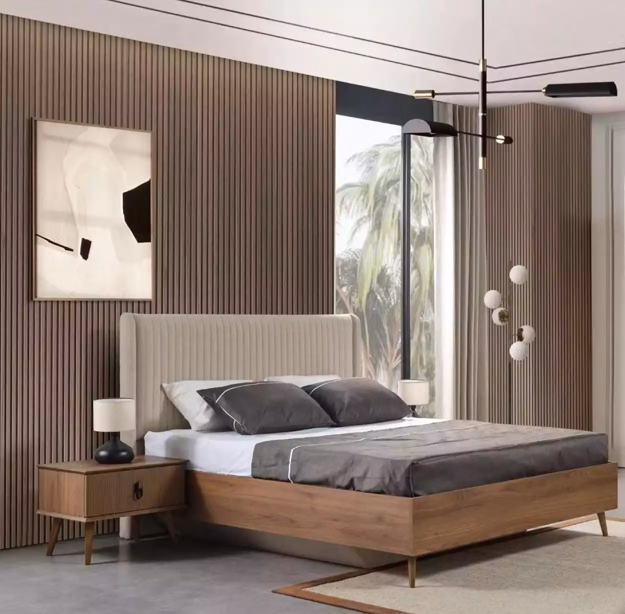 Letto 2x comodini 3pcs. camera da letto design mobili in legno marrone nuovo set