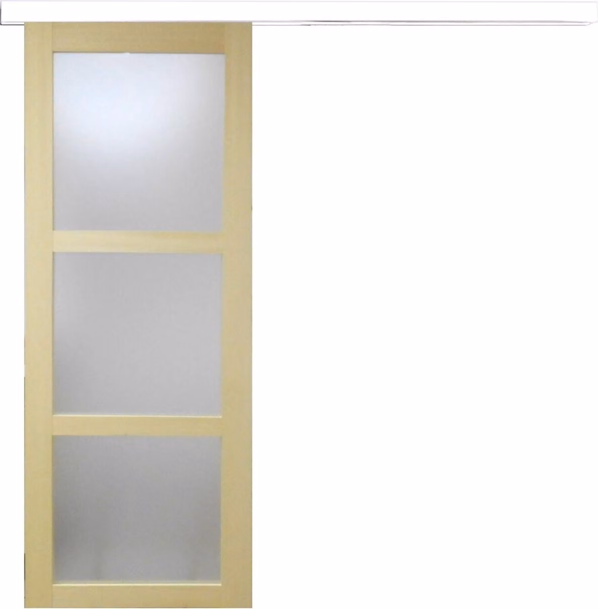 Porta scorrevole in legno Ayous con vetro H204 x L83 cm, binario in alluminio con pannello bianco Gd Menuiseries