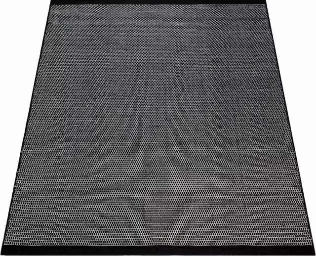 Tappeto Karma in lana e cotone nero L: 200 cm, P: 140 cm