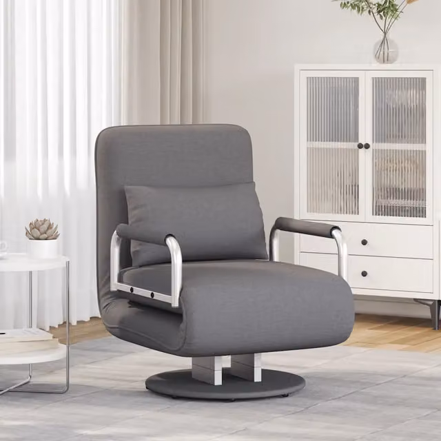 Sedia Girevole e Divano Letto-Sofa Letto-Daybed Grigio Scuro in Tessuto
