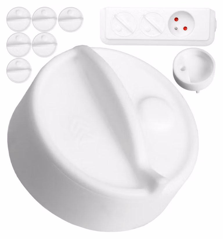 Copertura per prese a muro, confezione da 8 pezzi, colore bianco, materiale silicone, protezione contro schizzi d'acqua e polvere