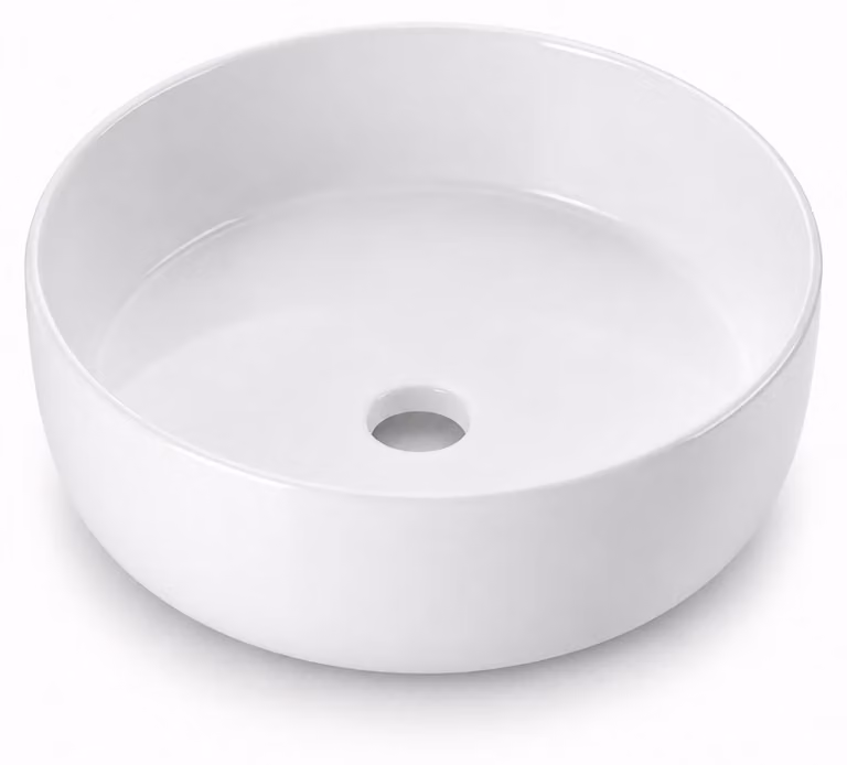 Lavabo da appoggio, altezza 16 cm, profondità 40,5 cm, senza foro per rubinetto, bianco